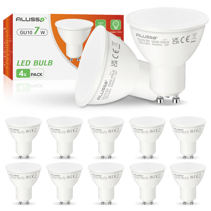 5W 7W GU10 LED Spotlight Bulb 3000K/6000K, 120° Beam Angle, 4/10 Pack