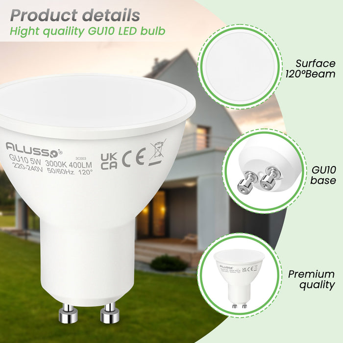 5W 7W GU10 LED Spotlight Bulb 3000K/6000K, 120° Beam Angle, 4/10 Pack