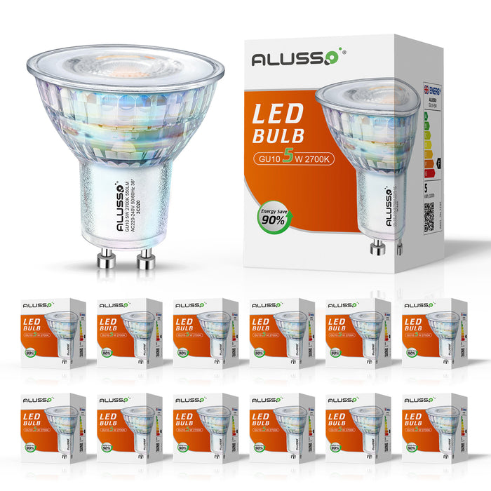 5W GU10 LED Bulbs 36° Beam Angle 2700K Warm White Pack of 12