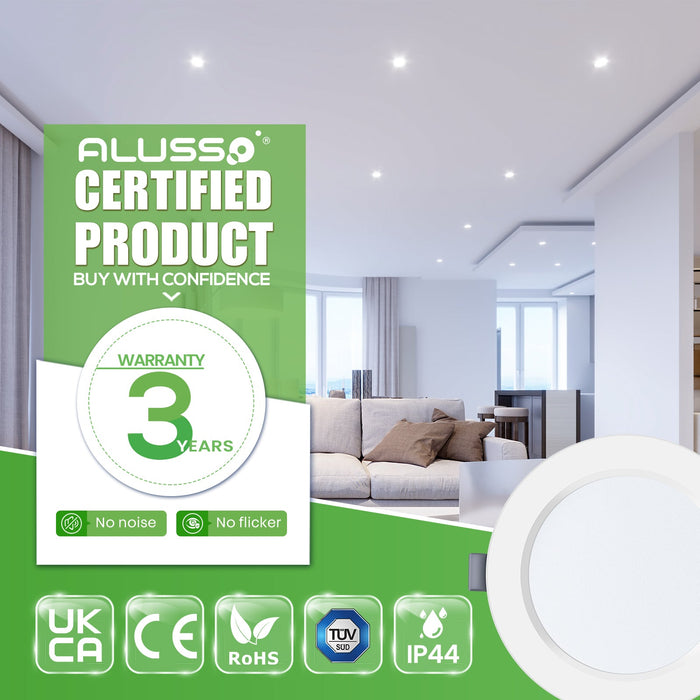9W LED Recessed Ceiling Lights Cutout Ø120-130mm, Cool White 6400K, IP44, 6PACK