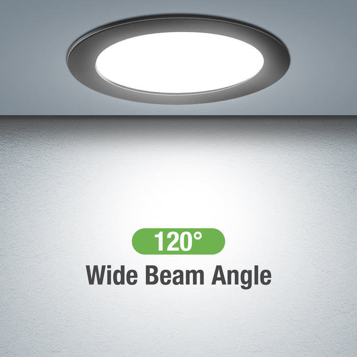 7W Black Ultra Slim LED Recessed Downlight 3CCT Dimmable IP44,Cutout 90-100mm 6 Pack