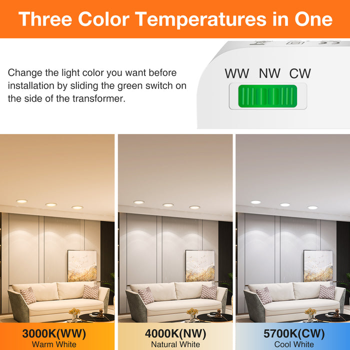8W LED CCT Dimmable Downlight, Cutout Ø 70-80mm 6 Pack