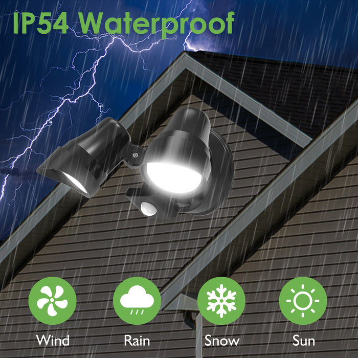 25W LED Floodlight PIR Motion Sensor Outdoor Security Wall Light 2000lm IP54 1pack