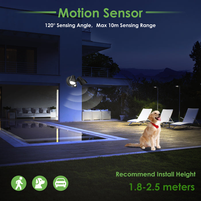 30W LED Floodlight PIR Motion Sensor Outdoor Security Wall Light 2400lm IP54