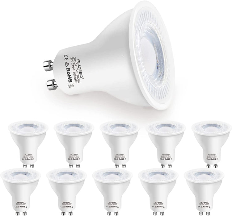GU10 LED Pack 10 of ALUSSO 630lm,38° — 7W LIGHTING Bulbs Beam